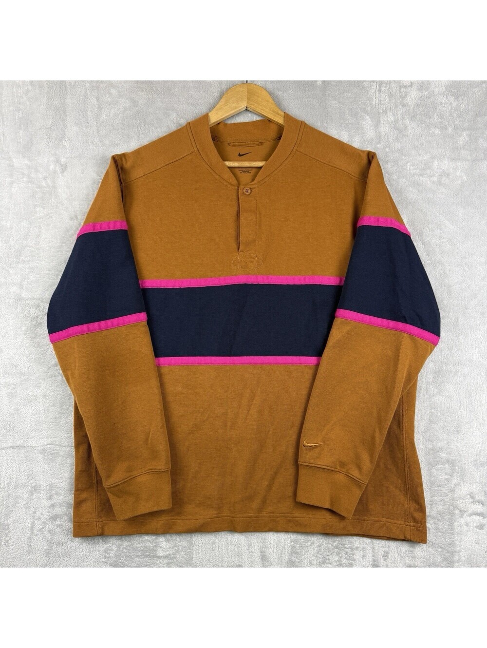Nike Golf Men's Dri-Fit NGC Long Sleeve Top DH1266 Men Size XL Brown-Pink Rugby